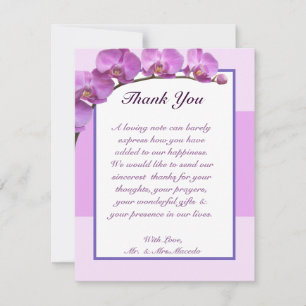 4x5 FLAT Thank You Card Purple Orchids on Stem