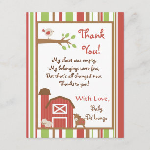 4x5 FLAT Thank you Card Red Barn Farm