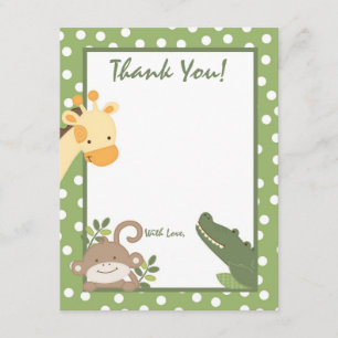 4x5 FLAT Thank you Card Safari Jungle Animals