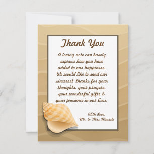 4x5 FLAT Thank You Card Seashells on Sandy Beach s