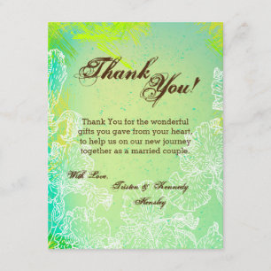 4x5 FLAT Thank You Card Spring Hibiscus Flower Haw