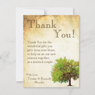 4x5 FLAT Thank You Card Spring Tree Aged Paper Vin
