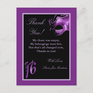 4x5 FLAT Thank you Card Sweet 16 Purple Lilac