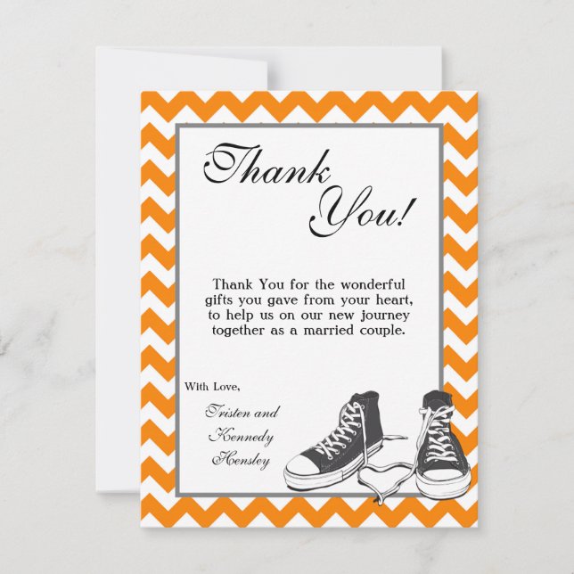 4x5 FLAT Thank You Card Teenage Sneakers Chevron (Front)