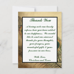 4x5 FLAT Thank You Card Vintage Peacock Green