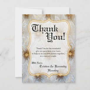 4x5 FLAT Thank You Card Vintage Pintuck Fabric Tay