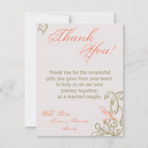 4x5 FLAT Thank You Card Vintage Victoria Love Bird