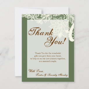 4x5 FLAT Thank You Card Vintage Victorian Lace Gre