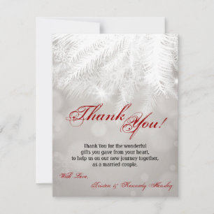 4x5 FLAT Thank You Card White Pine Needles Winter