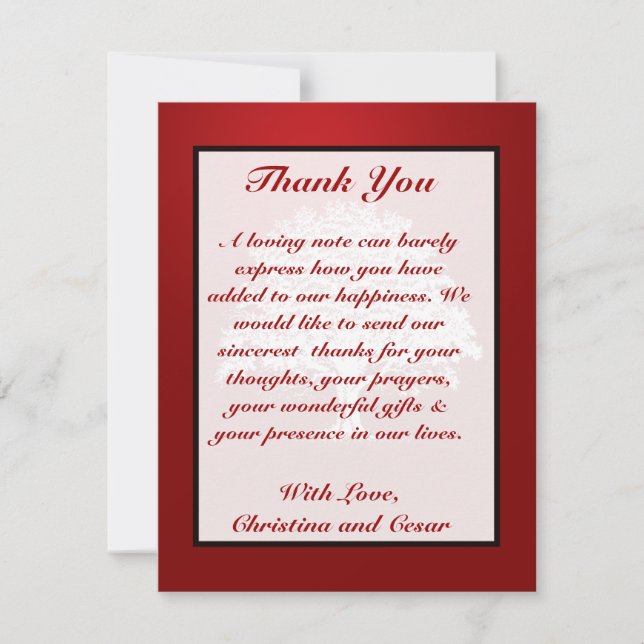 4x5 FLAT Thank You Card White Tree Red Black Strip (Front)