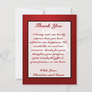 4x5 FLAT Thank You Card White Tree Red Black Strip