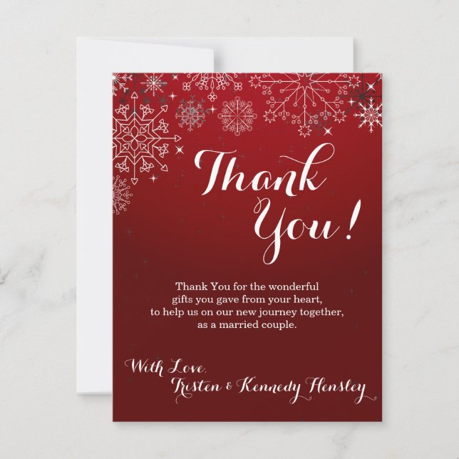4x5 FLAT Thank You Card Winter Snowflakes Snow Ice (Front)