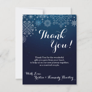 4x5 FLAT Thank You Card Winter Snowflakes Snow Ice