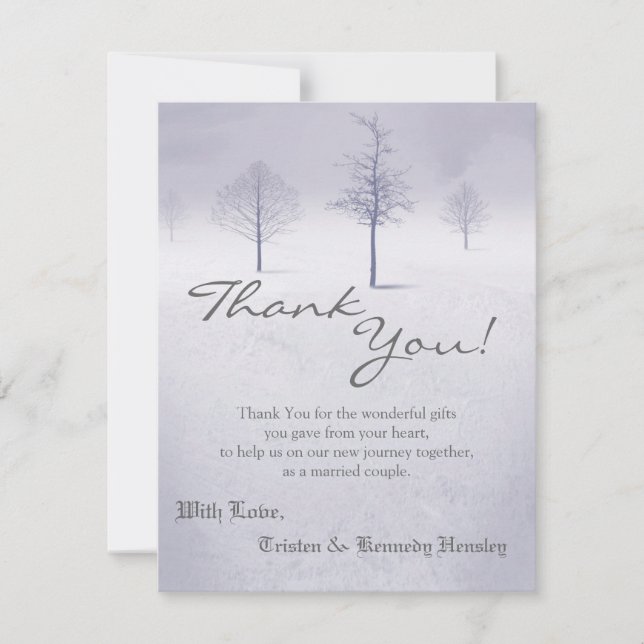 4x5 FLAT Thank You Card Winter Wonderland Trees (Front)