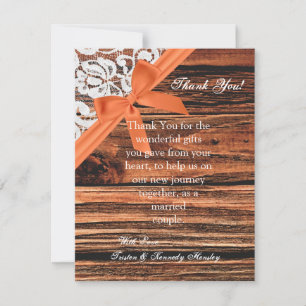 4x5 FLAT Thank You Card Wooden & Lace