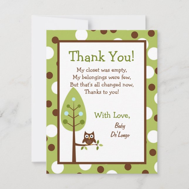 4x5 FLAT Thank you Card Woodland Friends Bunny (Front)