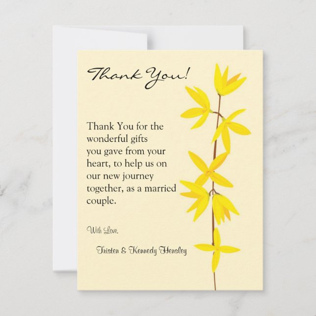 4x5 FLAT Thank You Card Yellow & Cream Floral (Front)