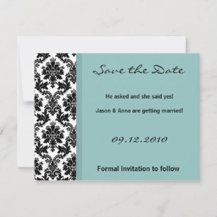 4x5 Save the Date Card - Black Damask Blue