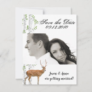 4x5 Save the Date Card Deer Doe Woodland Buck Labe