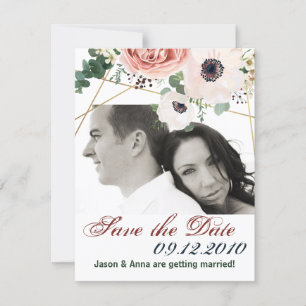 4x5 Save the Date Card Geometric Garden Rose
