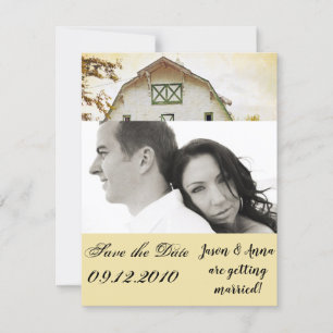 4x5 Save the Date Card Sunset Barn Country Rustic