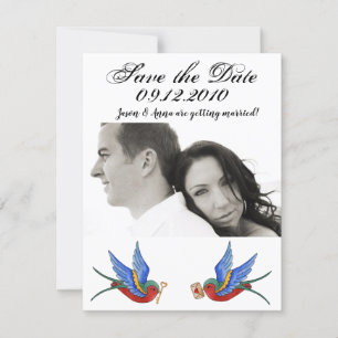 4x5 Save the Date Card Traditional Bird Tattoo Spa