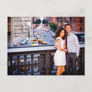 4x5 Typography Save the Date Photo Announcement Postcard