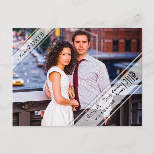 4x5 Typography Save the Date Photo Announcement Postcard (Front)