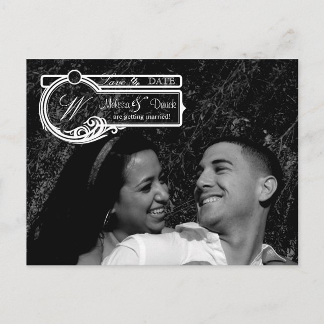 4x5 Typography Save the Date Photo Announcement Postcard (Front)