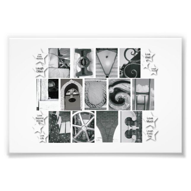 4x6 Alphabet Letter Photography Live Laugh Love Photo Print (Front)