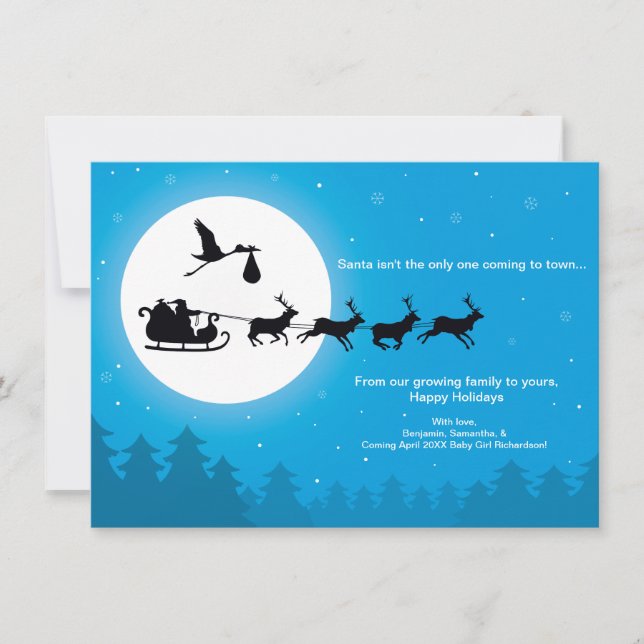 4x6 Christmas Card Pregnancy Announcement - Coming (Front)