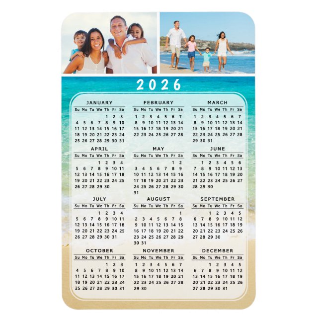 4x6 Photo Magnet Calendar 2026 Full Year (Vertical)