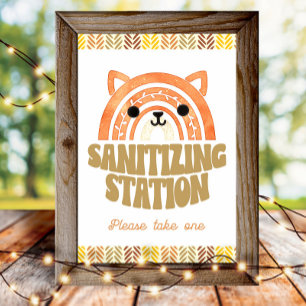 4x6 Sanitizer Station Boho Woodland Fox Birthday Poster