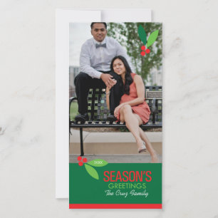 4x8 1 Photo Holly Design Flat Card