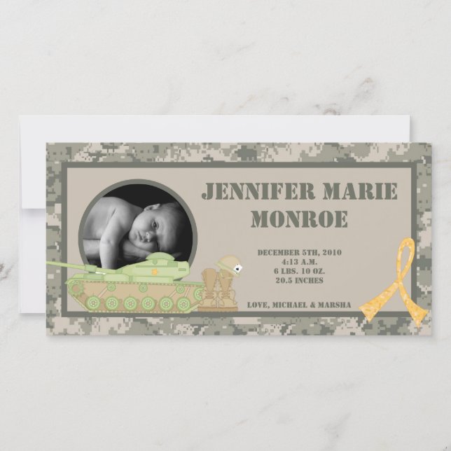 4x8 ARMY ACU Camoflauge Photo Birth Announcement (Front)