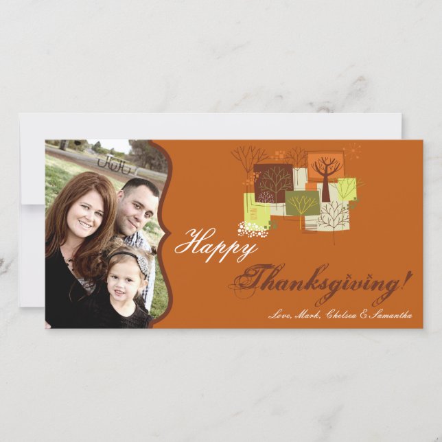 4x8 Autumn Tree Foliage PHOTO Thanksgiving Card (Front)