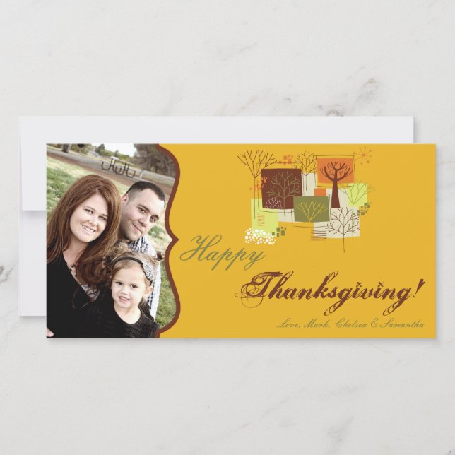 4x8 Autumn Tree Foliage PHOTO Thanksgiving Card (Front)
