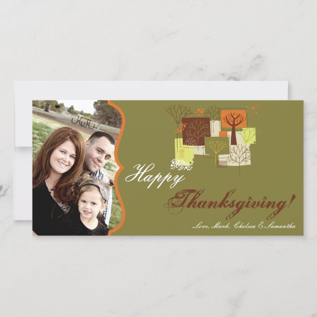 4x8 Autumn Tree Foliage PHOTO Thanksgiving Card (Front)
