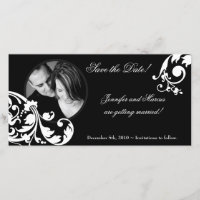 4x8 Black White Floral Engagement Announcement