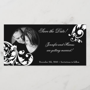 4x8 Black White Floral Engagement Announcement
