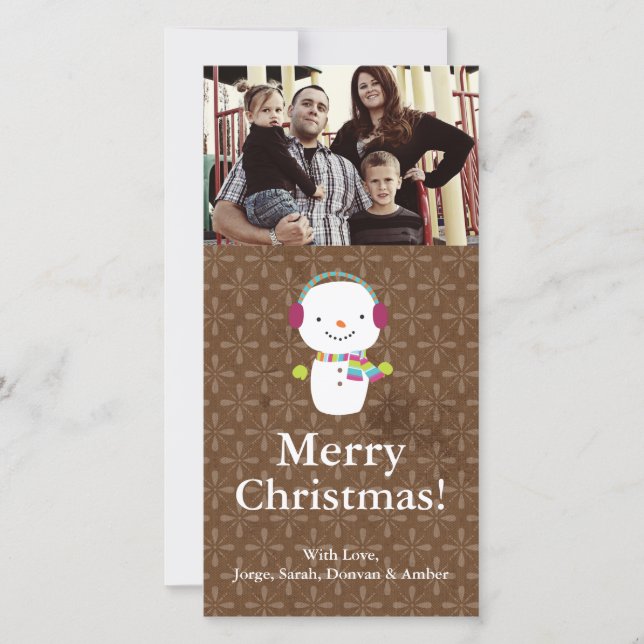 4x8 Christmas Snowman Winter Snow PHOTO Card (Front)