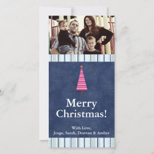 4x8 Christmas Tree Pink/Orange  PHOTO Card