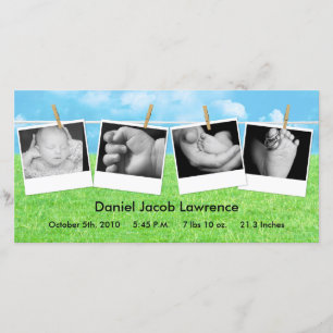 4x8 Clothes Line Portrait PHOTO Birth Announcement