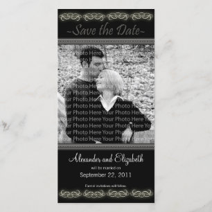 4x8" Elegant Black Save the Date Announcement