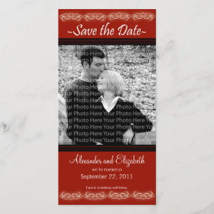4x8" Elegant Red Save the Date Announcement