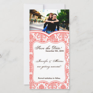 4x8 Engagement Announcement Cora White Damask Lace