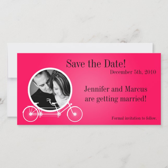 4x8 Engagement Announcement Hot Pink Double Bike (Front)
