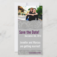 4x8 Engagement Announcement Modern Grey Damask