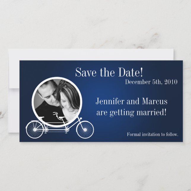 4x8 Engagement Announcement Navy Blue Double Bike (Front)
