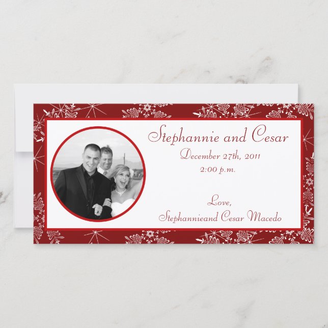 4x8 Engagement Photo Announcement Christmas Red (Front)